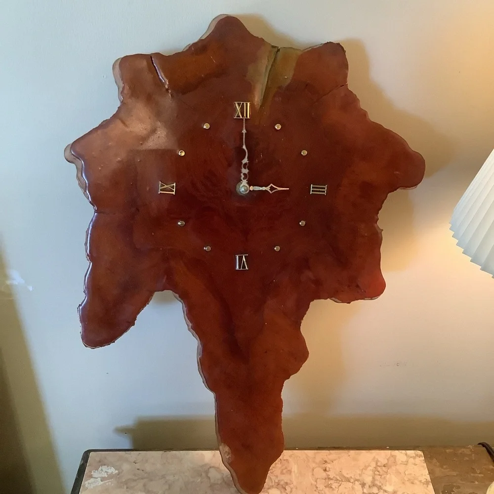 Vintage Wood Slab Live Edge Handcrafted Wooden Clock